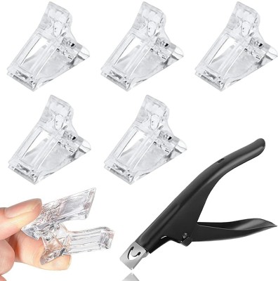 NAILWIND 5 PCS Nail Tips Clips for Polygel Nail Forms, Nail Tips Clips Kit for Polygel(Nail Clip, Clear Nail Tips Clip for Polygel Nail Kit with False Nail Tip clipper)