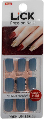 Lick - Press on Nails Artificial Nails and Fake Nails Set Dark Grey(Pack of 24)