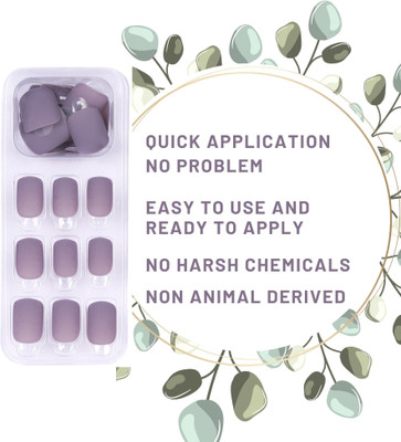 Lick - Press on Nails Artificial/False _ Art Acrylic _ Extension Square Shape Matte Ombre Grey-528 Matte Ombre(Pack of 24)