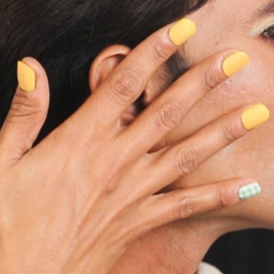 Lick - Press on Nails Artificial NailsSet Matte Yellow Matte Lemon Yellow(Pack of 12)