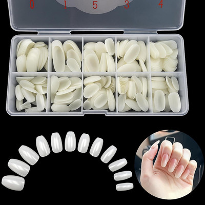 Apeak Professional 100 Pcs Reusable Acrylic False Nails With Nail Glue For Women's White(Pack of 100)
