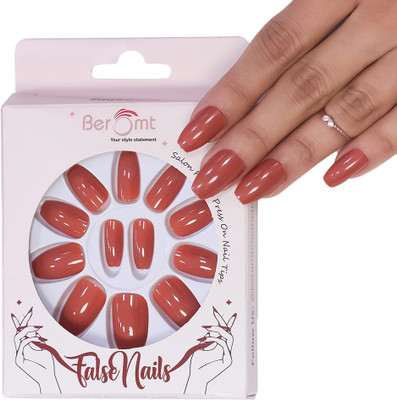 BEROMT PREMIUM GLOSSY NAILS - 326 Brown(Pack of 12)