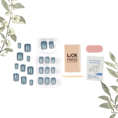 Lick - Press on Nails FB431 Artificial Nails and Fake Nails Set Dark Grey(Pack of 24)