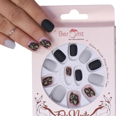 BEROMT CASUAL FALSE NAILS - 669 (NAIL KIT INCLUDED) Multi color(Pack of 12)