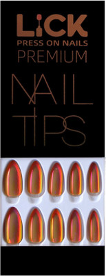 Lick - Press on Nails 12 Pcs Orange Chromatic Artificial Acrylic Press on Nails With Application Kit Orange(Pack of 12)