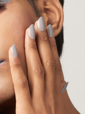 Lick - Press on Nails Artificial Nails and Fake Nails Set Light Grey(Pack of 24)
