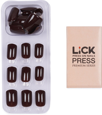 Lick - Press on Nails Artificial Nails and Fake Nails Set Maroon(Pack of 24)
