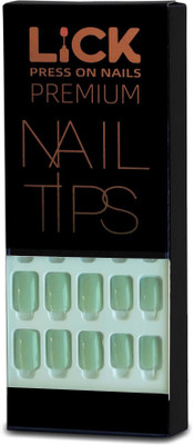 Lick - Press on Nails Artificial Nails and Fake Nails Set Light Grey(Pack of 12)