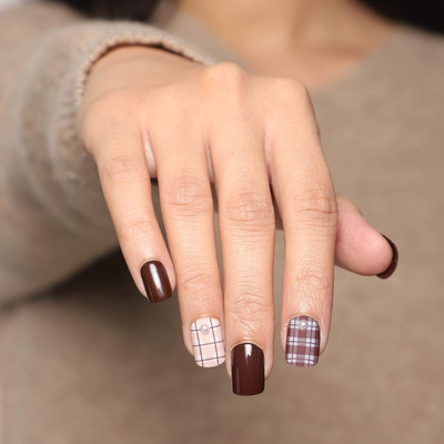 Lick - Press on Nails Matte Classic Maroon Square Shape Artificial/Fake Acrylic Nails Extension Maroon Maroon(Pack of 24)