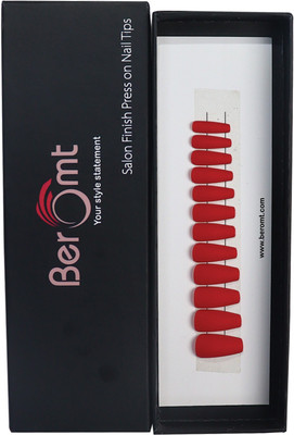 BEROMT PREMIUM MATTE NAILS 533 RED(Pack of 12)
