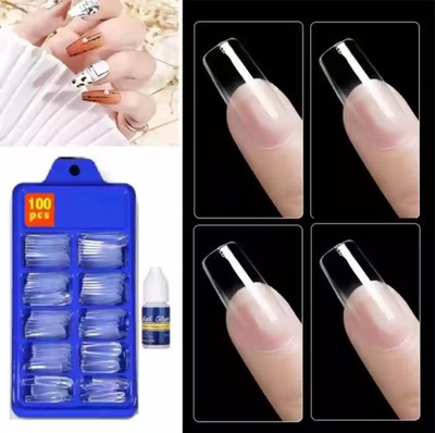 JANOST Nails Extension Kit With Gule Transparent(Pack of 100)