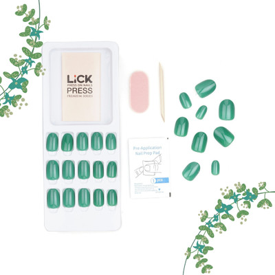 Lick - Press on Nails FB445 Artificial Nails and Fake Nails Set Bottle Green(Pack of 30)