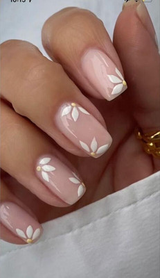 Happy fingers Press On Nails/fake Nails /false Acraylic Women Nails147 MULTICOLOR(Pack of 12)