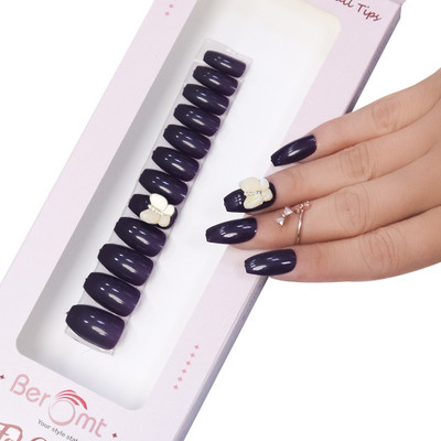 BEROMT BUTTERFLY CHARM FALSE NAILS - 30 BROWN(Pack of 12)