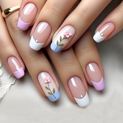 Slay On Designer Abs Plastic Artificial Nails Multicolor(Pack of 24)