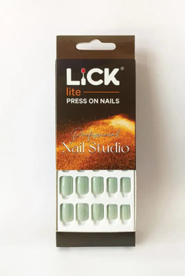 Lick - Press on Nails Artificial/False Nail Art Reusable on Nails Extension Oval Shape Sage Green Sage Green(Pack of 24)