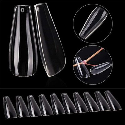 JANOST Transparent Artificial Nails with Glue for Women Transparent(Pack of 100)