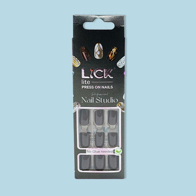 Lick - Press on Nails 24 Pcs Square Shape Acrylic Reusable Stick on False Nails With Application Kit Chocolate Brown(Pack of 24)