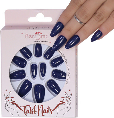 BEROMT PREMIUM GLOSSY NAILS - 361 Blue(Pack of 12)