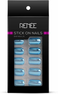 Renee Stick On Nails - MN 02 Blue(Pack of 24)