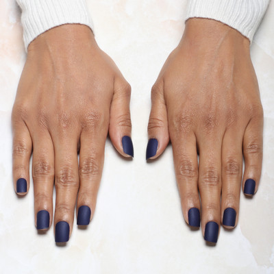 Lick - Press on Nails Artificial Nails and Fake Nails Set Square Shape Navy Blue(Pack of 24)