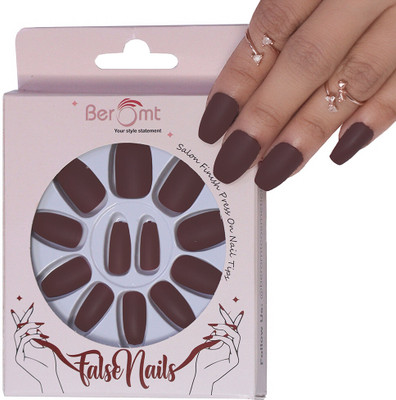 BEROMT PREMIUM MATTE NAILS 455 BROWN(Pack of 12)