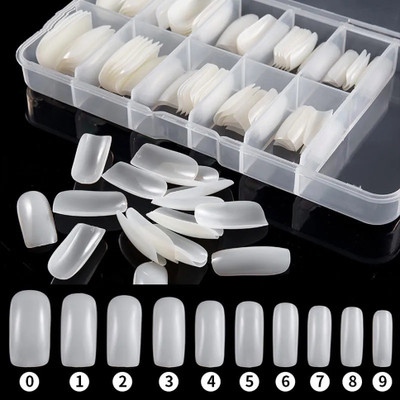 Gabbu Artificial Reusable Nails Set With Extreme Upper Arch For a Dramatic White Off White(Pack of 100)