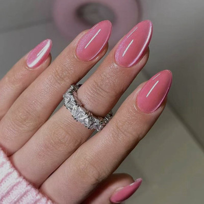 Slay On Artificial Nails Set of 24 | Lightweight, Long Lasting (PASTELFLR 47) Pink(Pack of 24)