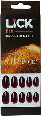 Lick - Press on Nails fake nails_Nail Press-n1_869 maroon(Pack of 24)