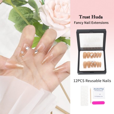 Trust Huda Artificial nails (N-1) multicolour(Pack of 12)