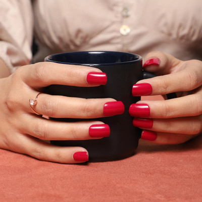 Lick - Press on Nails 24 Pcs Deep Red Square Shape Fake/False Acrylic Nails With Application Kit Square Shape reddish Pink(Pack of 24)