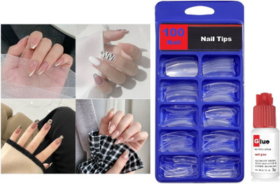 FELICECHIARA Professional Transparent Artificial Nail 100 Pcs False Style Fake Acrylic Nail TRANSPARENT(Pack of 100)