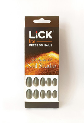 Lick - Press on Nails Grey Oval Shape Artificial Reusable Acrylic _ With Application Kit Greige-870 Greige(Pack of 24)
