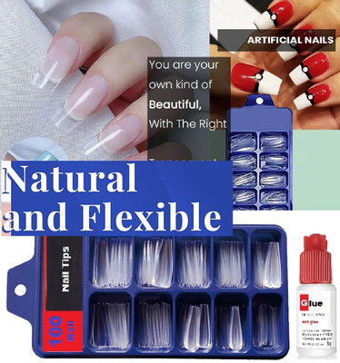 FELICECHIARA Best Top Quality Finger Nails 100-Pcs Artificial Nails Set TRANSPARENT(Pack of 100)