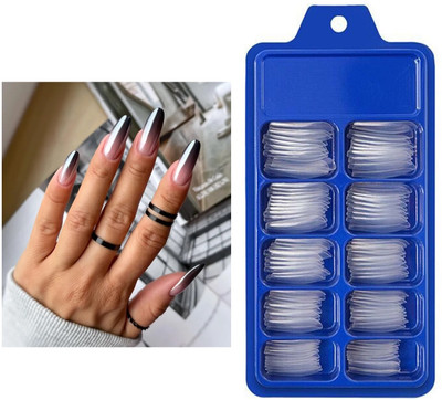OLETSUN Artificial Curve Fake Nails Transparent(Pack of 100)