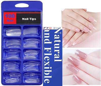 FELICECHIARA Artificial Nails transparent Long Acrylic TRANSPARENT(Pack of 100)