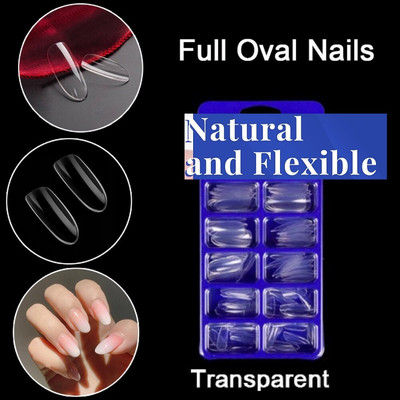 FELICECHIARA Best Artificial Transparent 100 Pieces Reusable Fake Nail Tips With Nail Glue TRANSPARENT(Pack of 100)