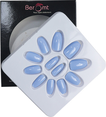 BEROMT PREMIUM GLOSSY NAILS - 427 Blue(Pack of 12)