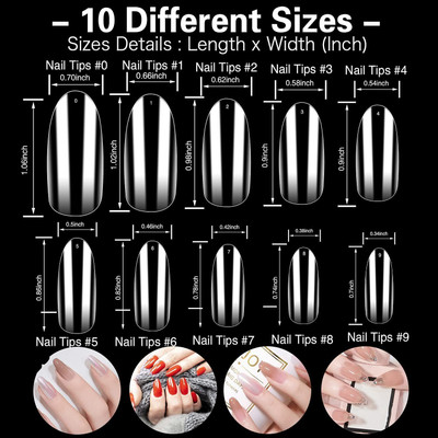 FELICECHIARA Professional Artificial Nail Set Nail with Glue TRANSPARENT(Pack of 100)