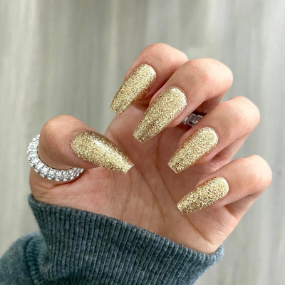 Shhagan Golden Sparkling Designer Artificial Press-on-Nails with Glue 736 Multicolor(Pack of 12)