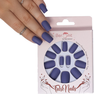 BEROMT PREMIUM MATTE NAILS 495 BLUE(Pack of 12)
