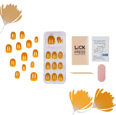 Lick - Press on Nails Artificial Nails and Fake Nails Set Yellow(Pack of 30)