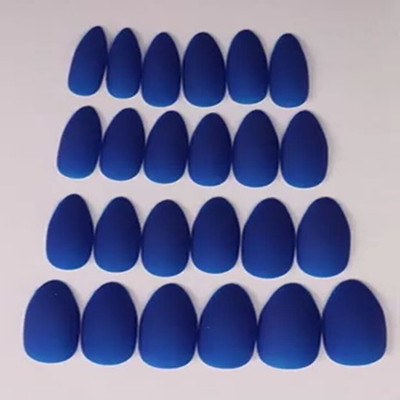 BUZIVENTURES 24PC/SET BEAUTIFUL BLUE MATTE ARTIFICIAL REUSABLE NAILS WITH NAIL GLUE BLUE MATTE FINISH(Pack of 24)