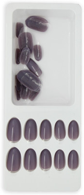 Lick - Press on Nails 24 Pcs Lilac Oval Shape Reusable Acrylic False/Fake/Artificial _ Extension-782 Oval Shape Lilac(Pack of 24)