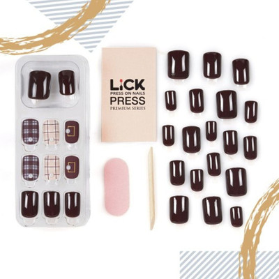 Lick - Press on Nails 24 Pcs Matte Classic Maroon Square Shape Artificial/Fake Acrylic _ Extension-537 Maroon(Pack of 24)