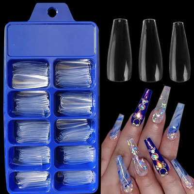 FELICECHIARA Best Artificial Nail Set Nail with Glue TRANSPARENT(Pack of 100)