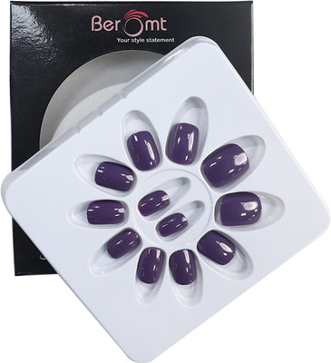 BEROMT PREMIUM GLOSSY NAILS - 441 Purple(Pack of 12)