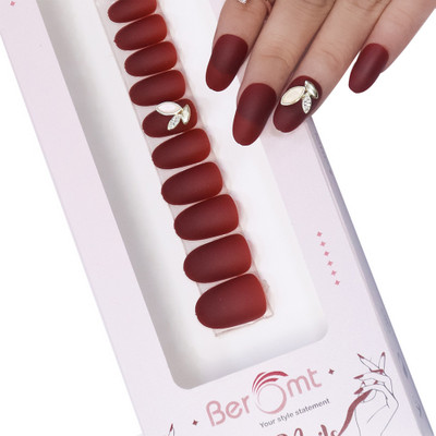BEROMT BUTTERFLY CHARM FALSE NAILS - 10 BROWN(Pack of 12)
