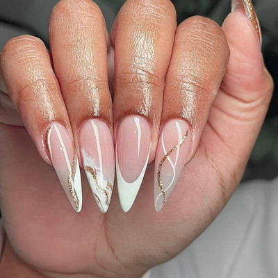 NAKHI 26 Reusable Artificial Fake Nail Set | Lightweight & Long Lasting Peach long(Pack of 24)