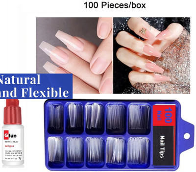 Aylily Professional Shinning Transparent Artificial / Fake Nails with Tab TRANSPARENT(Pack of 100)